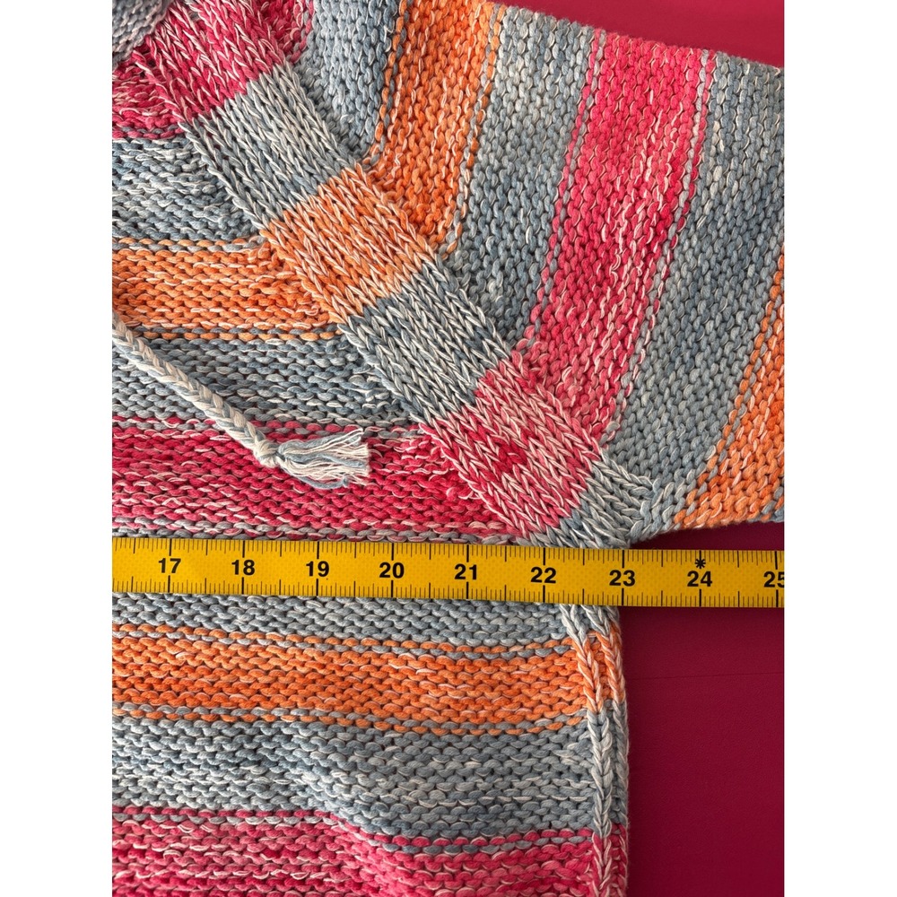 J Jill Womens Striped Hoodie Cotton Linen Sweater Size MP Coastal Nantucket - Picture 8 of 10